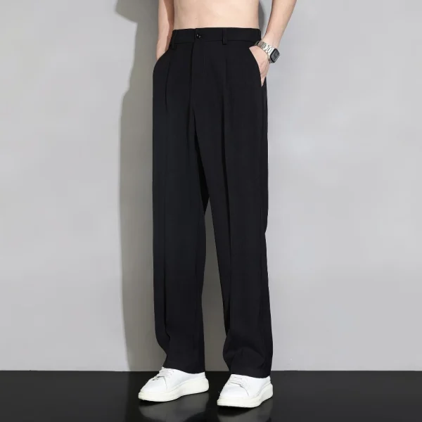 Quần Tây Nam Ống Suông Cạp Chun Sau, Quần Âu Nam Hách Dáng Vải Cotton Hàn Co Dãn Nhẹ Thoáng Khí - Hình ảnh 2
